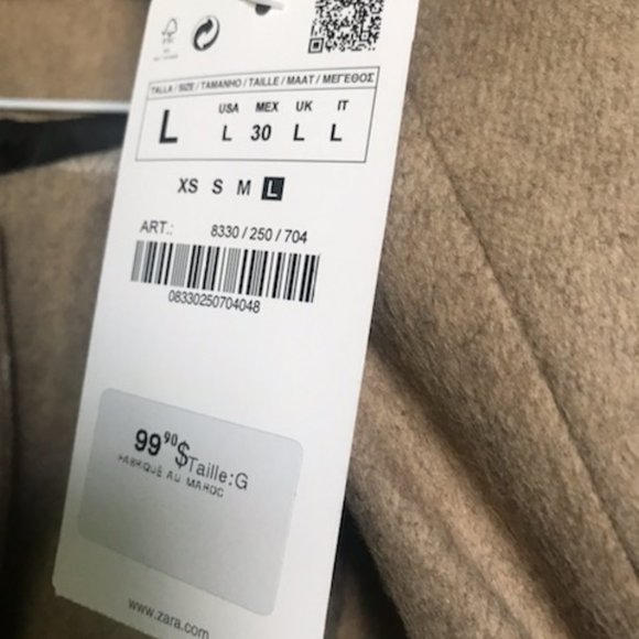 Zara Beige Checkered Blazer Jacket Size Large - Picture 3 of 5